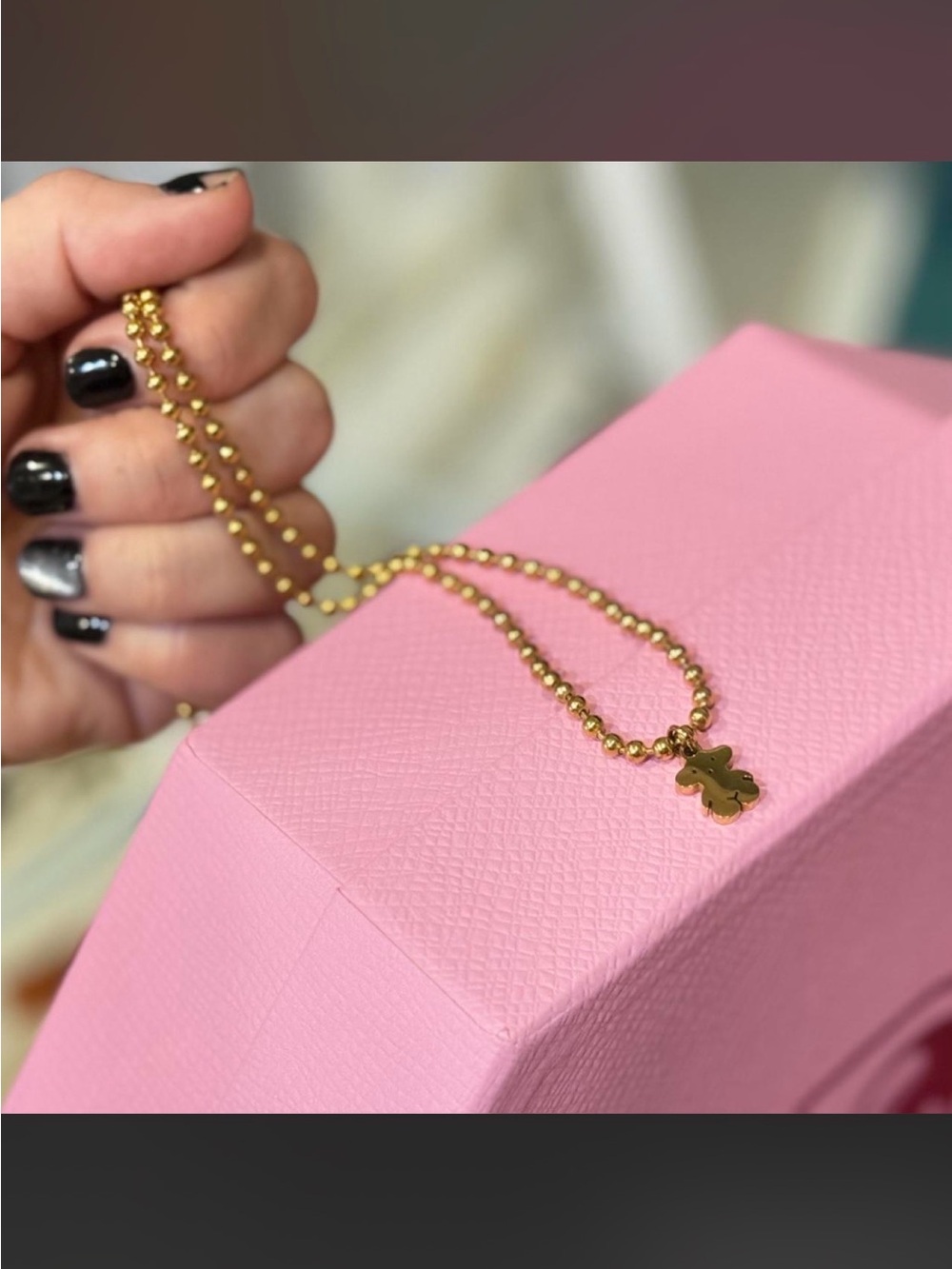 Gold Tone Teddy Pendant Necklace - Women's Accessories